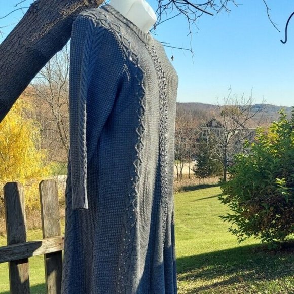 Roaman's Long Knit Midi Sweater Dress - Plus Size 2X (26/28) - Embellished - Picture 8 of 9